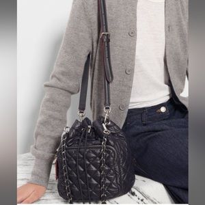 Mz Wallace Black Crosby Drawstring Bucket Bag